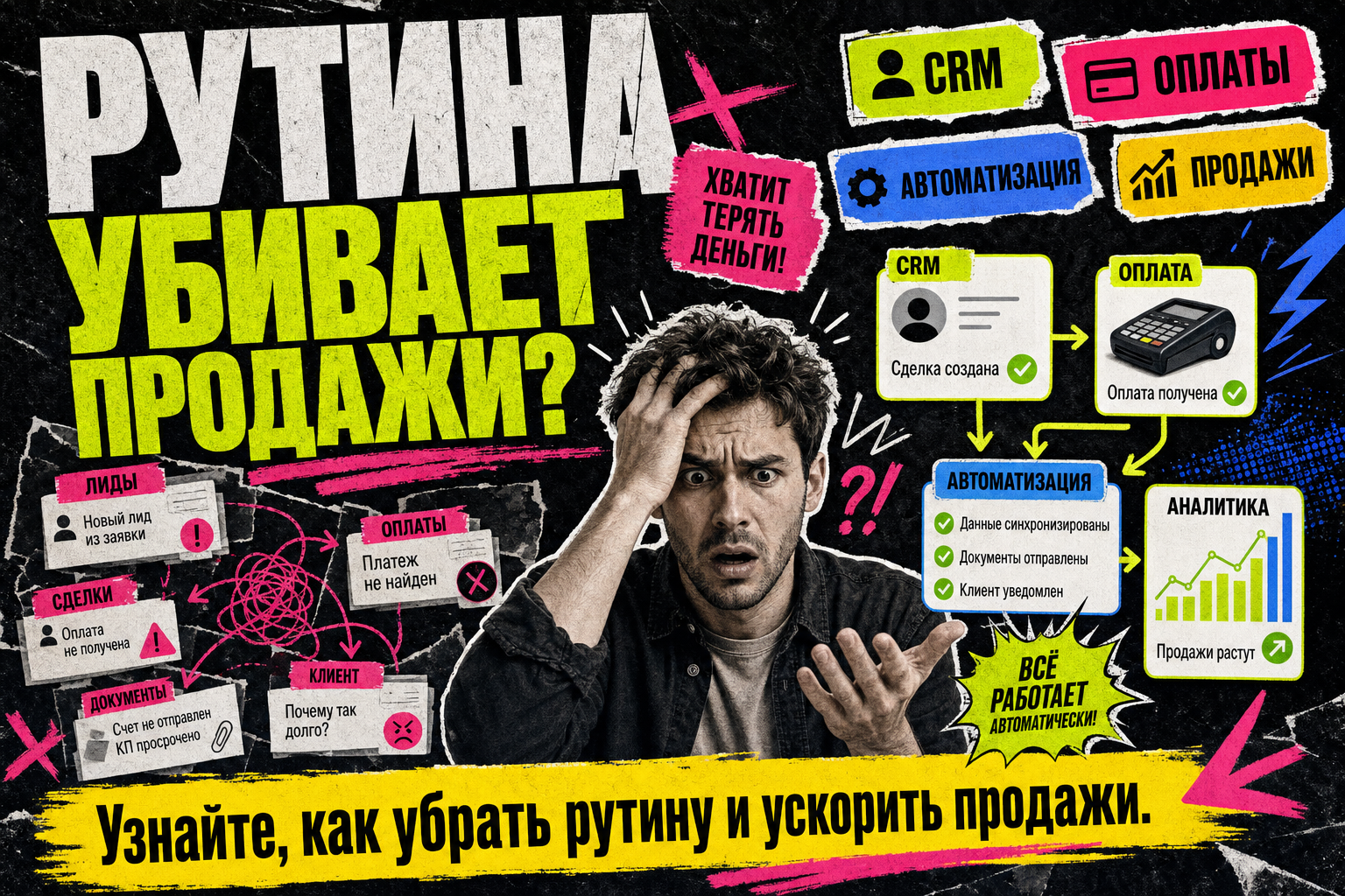 Обложка статьи об интеграции CRM и оплат для автоматизации продаж